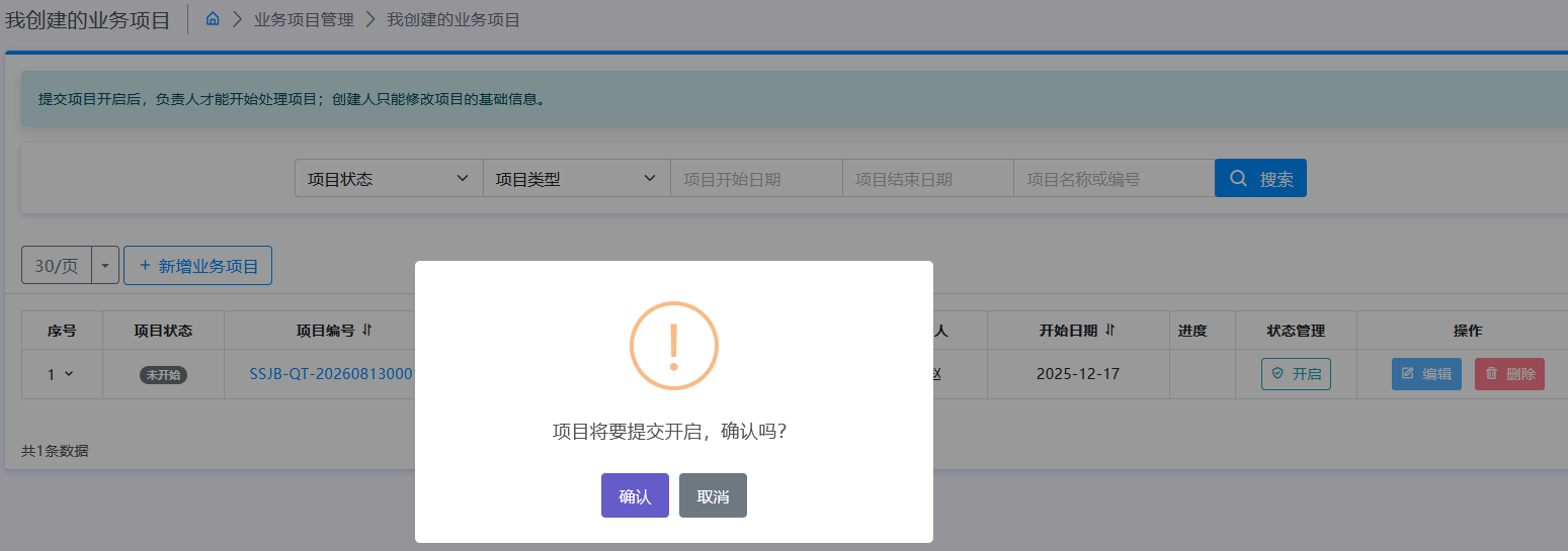 开启项目